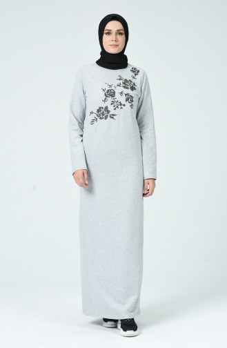 Grau Hijab Kleider 3115-06