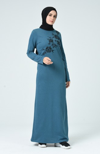 Robe Hijab Pétrole 3115-08