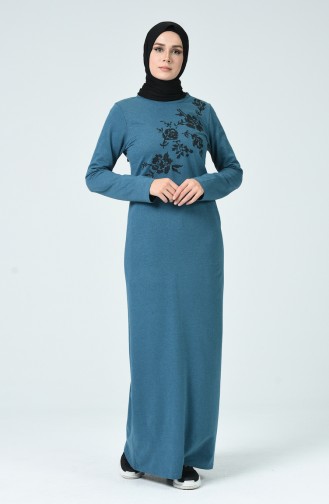 Robe Hijab Pétrole 3115-08