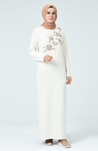 Ecru Hijab Dress 3115-09
