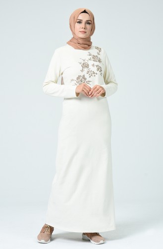 Ecru Hijab Dress 3115-09