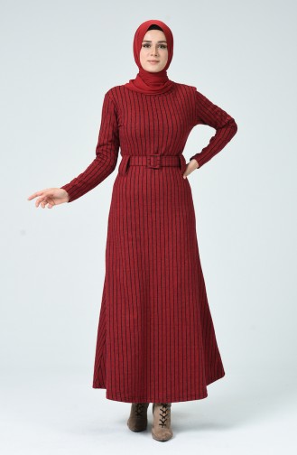 Claret Red Hijab Dress 0019-01