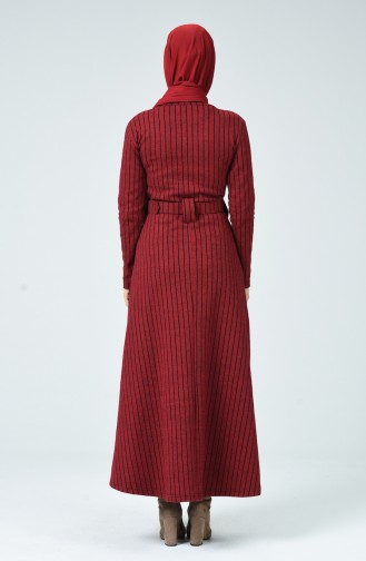 Kışlık Kemerli Elbise 0019-01 Bordo
