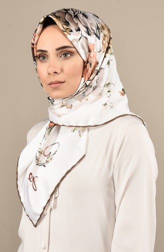Patterned Rayon Scarf Cream Brown 70142-02