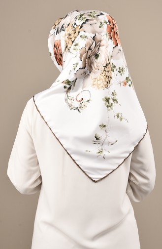 Patterned Rayon Scarf Cream Brown 70142-02