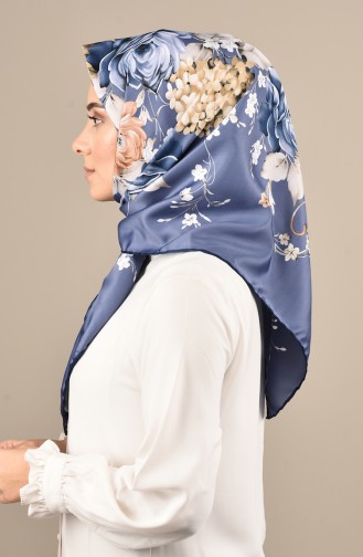 Patterned Rayon Scarf Indigo 70142-12