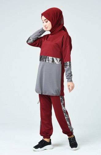 Claret Red Tracksuit 9073A-04