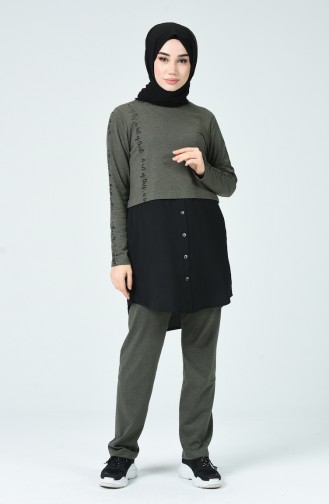 Baskılı Eşofman Takım 9179-03 Haki