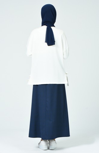Waist Elastic Skirt Navy Blue 1211ETK-01