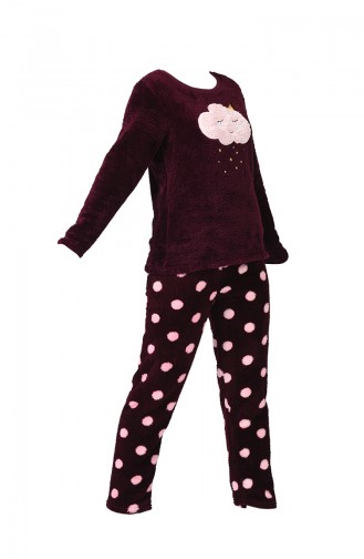 Bayan Puantiyeli Pijama Takım MBY1500-01 Bordo