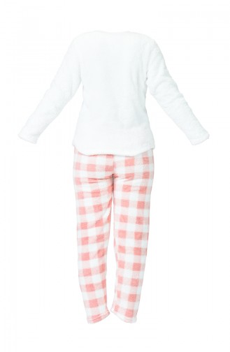 Ensemble Pyjama Brodée à Carreaux Pour Femme MBY1509 Blanc 1509