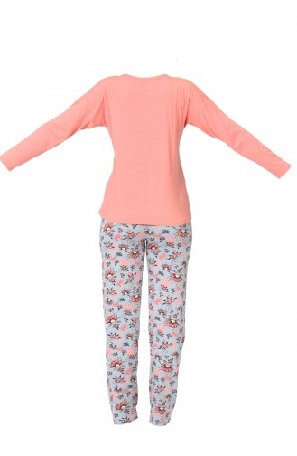 Ensemble Pyjama Détail Froufrous Manches Longues Pour Femme MBY1532-01 Orange 1532-01