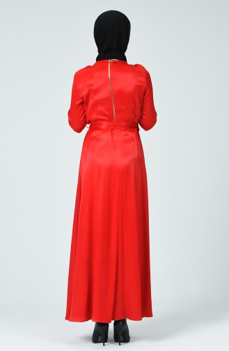 Waist Belted Dress 191009-01 Red 191009-01