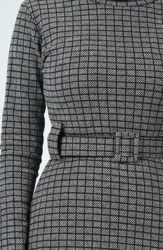 Kareli Kışlık Elbise 0017-03 Siyah