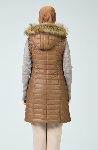 Fur Quilted Vest Camel 1970-02