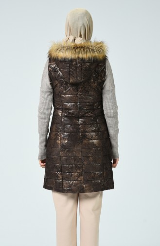 Fur Quilted Vest Brown 1970-03