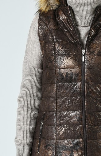 Fur Quilted Vest Brown 1970-03