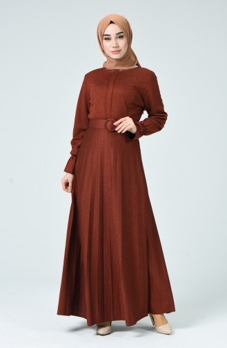 Brick Red Hijab Dress 5056-09