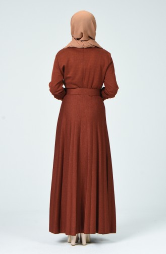 Brick Red Hijab Dress 5056-09