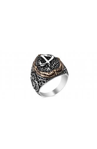 Elif-Vav Gemusterter Silber Ring OZT-009	Silber 009