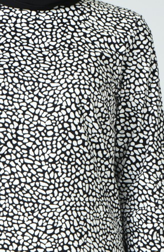 Desenli Bluz 1219BLZ-01 Siyah Beyaz