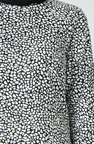 Blouse à Motifs  1219BLZ-01 Noir Blanc 1219BLZ-01