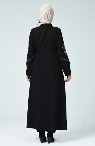 Abaya Velours Brodée 61302-06 Noir 61302-06