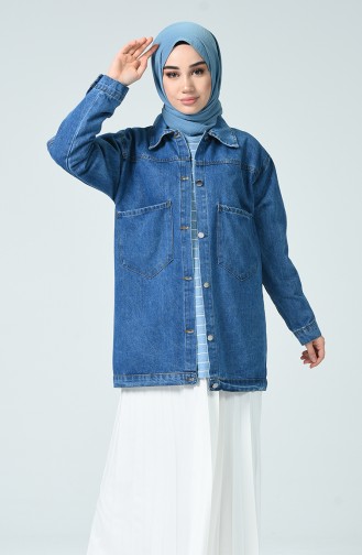 Buttoned Denim Shirt Jeans Blue 1011-01