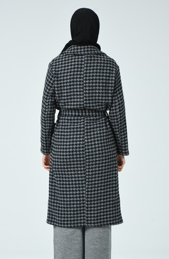 Crowded Patterned Belted Coat Gray Black 6036-02