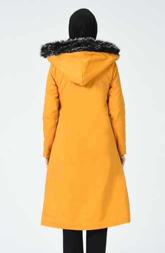 Hooded Lined Coat Mustard 0111-02