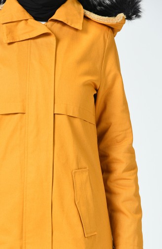 Hooded Lined Coat Mustard 0111-02