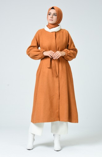 Elastic Sleeve Belted Cape Dark Mustard 1034-01
