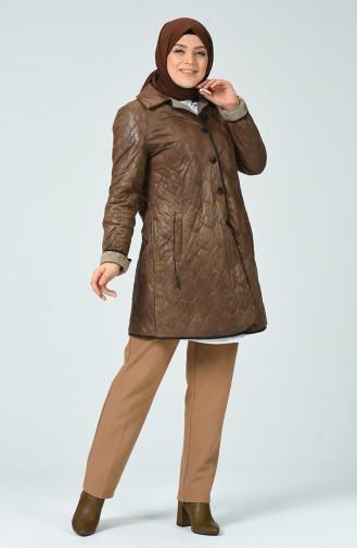 Plus Size quilted Short Coat 2234-02 Dark Mink 2234-02