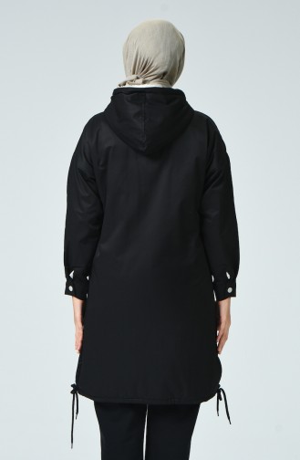 Fur Lined Zipper Coat Black 1031-03