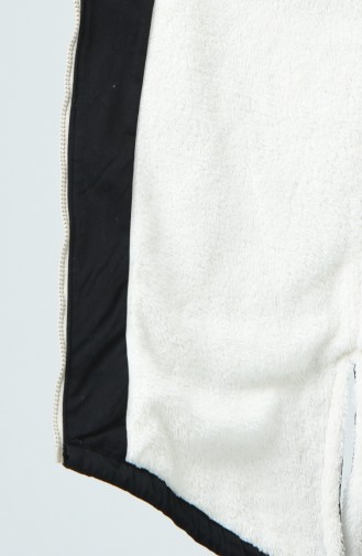 Fur Lined Zipper Coat Black 1031-03