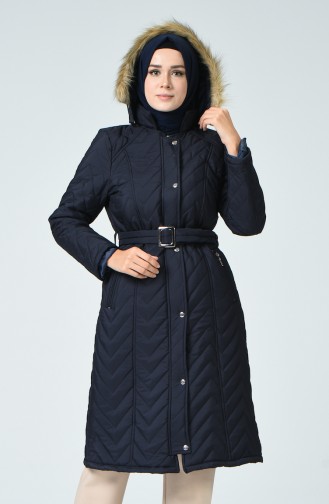  Manteau Matelassé à Capuche 0102A-01 Bleu Marine 0102A-01