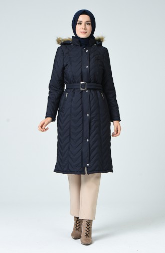  Manteau Matelassé à Capuche 0102A-01 Bleu Marine 0102A-01