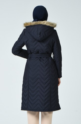  Manteau Matelassé à Capuche 0102A-01 Bleu Marine 0102A-01