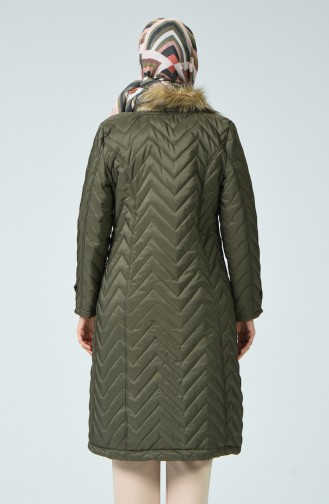 Hooded Fur Coat 0112-02 Khaki 0112-02