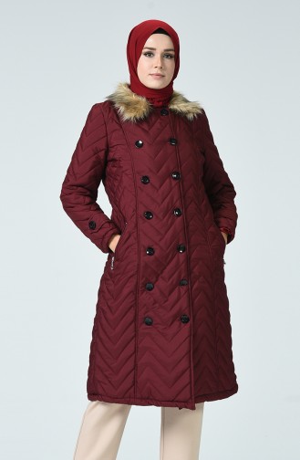 Fur quilted Coat 0112-04 Burgundy 0112-04