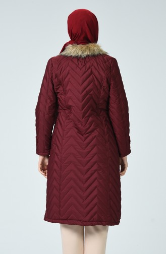 Fur quilted Coat 0112-04 Burgundy 0112-04