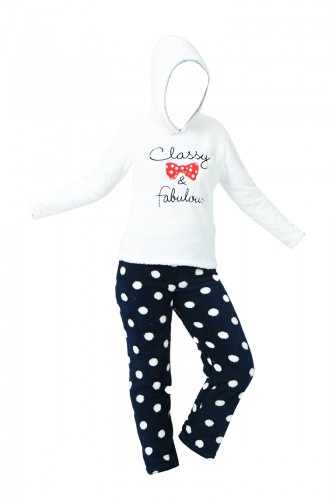 Ensemble Pyjama à Fermeture Pour Femme MBY1511-01 Bleu Marine 1511-01