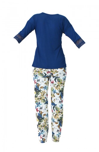 Ensemble Pyjama à Motifs Pour Femme MBY1530-01 Bleu Marine 1530-01