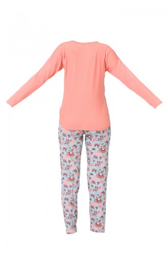 Ensemble Pyjama à Motifs Manches Longues Pour Femme MBY1531-01 Orange 1531-01