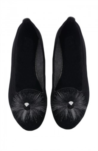 Women Suede Ballerina Shoes 0111-01 Black 0111-01
