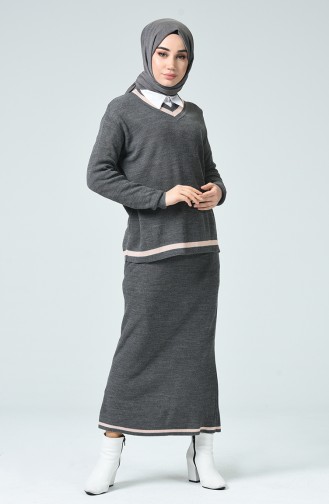 Knitwear Sweater Skirt Double Suit 8012-01 Gray 8012-01