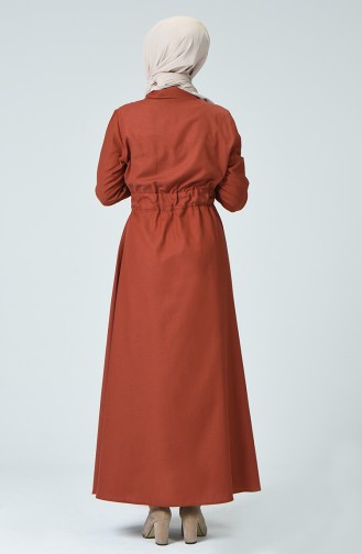 Detailliertes Kleid mit Gummi 4288-04 Ziegelrot 4288-04