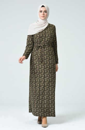 Khaki Hijab Dress 8852-03
