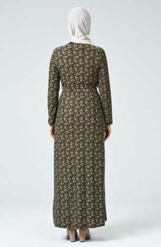 Khaki Hijab Dress 8852-03