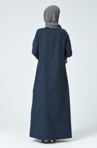 Navy Blue İslamitische Jurk 3163-05